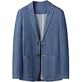 Cromoncent Men's Denim Sport Coat Lightweight Casual 2 Button Blazer Jacket