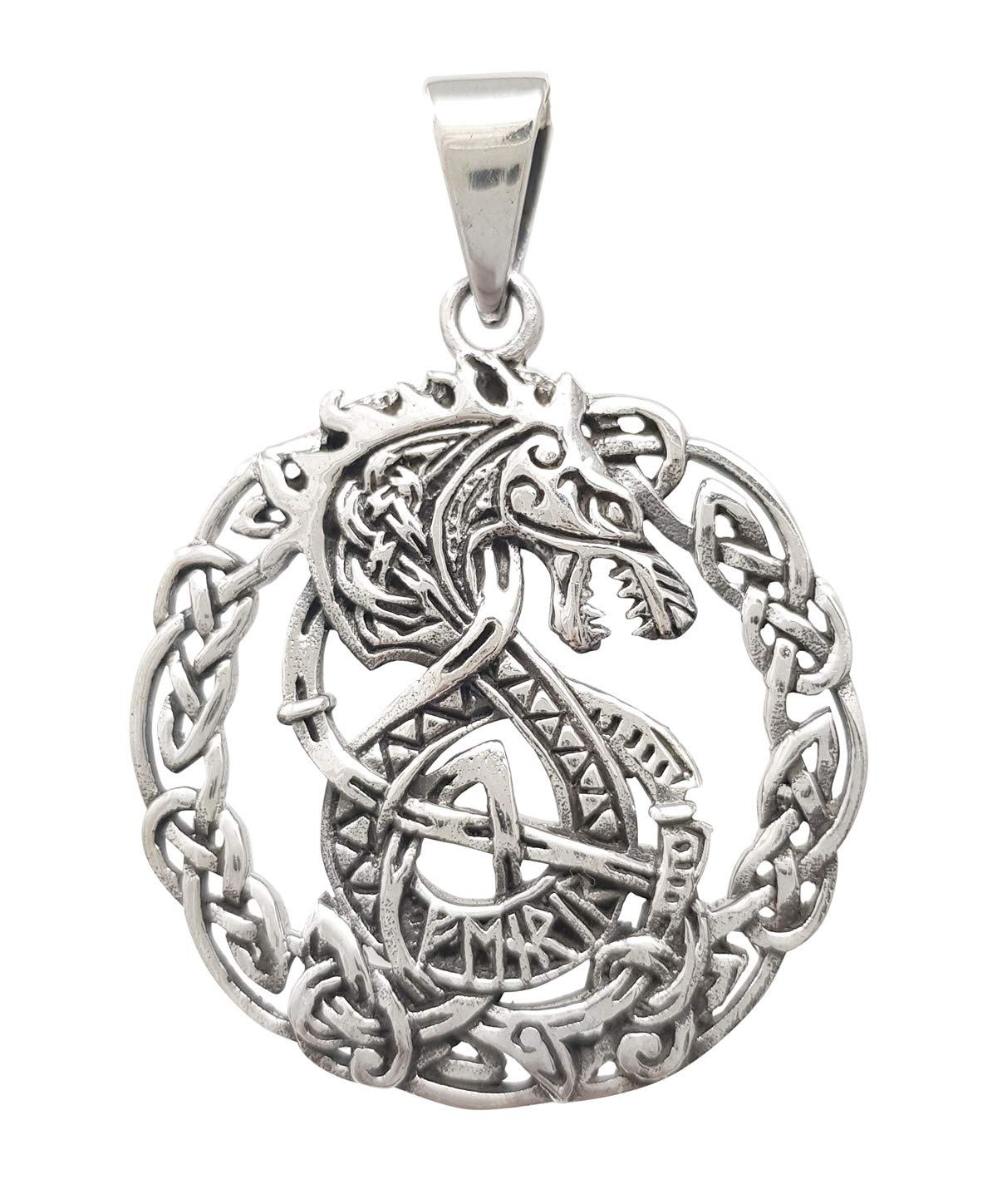 Treasure Bay 925 Sterling Silver Intricate Celtic style Dragon Pendant for Men