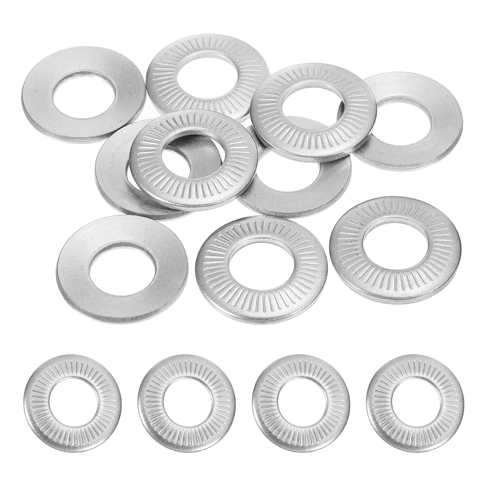 PATIKIL 304 Stainless Steel Flat Washers, 30 Pack M14x30mm Belleville Spring Disc Washer Conical Knurled Metric Gasket for Automotive Industrial Construction