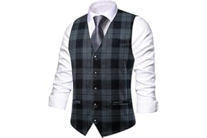 Hi-Tie Men's Suit Vest V-neck Sleeveless Single Breasted Formal Business Wedding for Tuxedo Dress Waistcoat