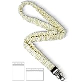 Lanyardio Stretchy Scrunchie Lanyard for ID Badges Keys, Cute Teacher Lanyard for Women with 2 Card Holders 19.6 Inch