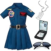 G.C Girls Pilot Costume Dress Sunglasses Accessories Kids Toddler Halloween Cosplay Role Play Party Birthday Gifts