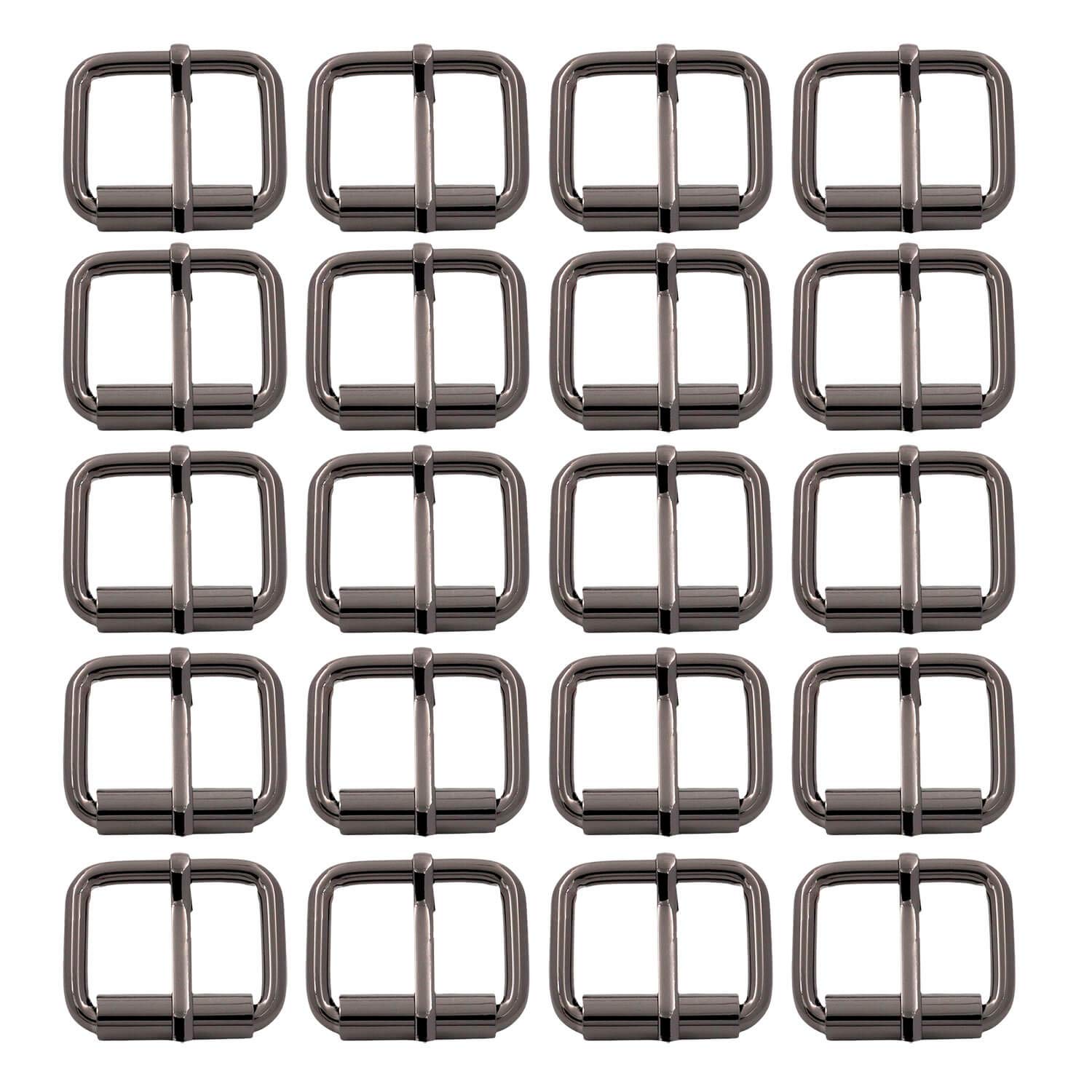 BIKICOCO Roller Buckle, 1 x 3/4 Inch Heel Rolling Bar Buckles for Bags Leather Webbing Straps, Gunmetal - Pack of 20