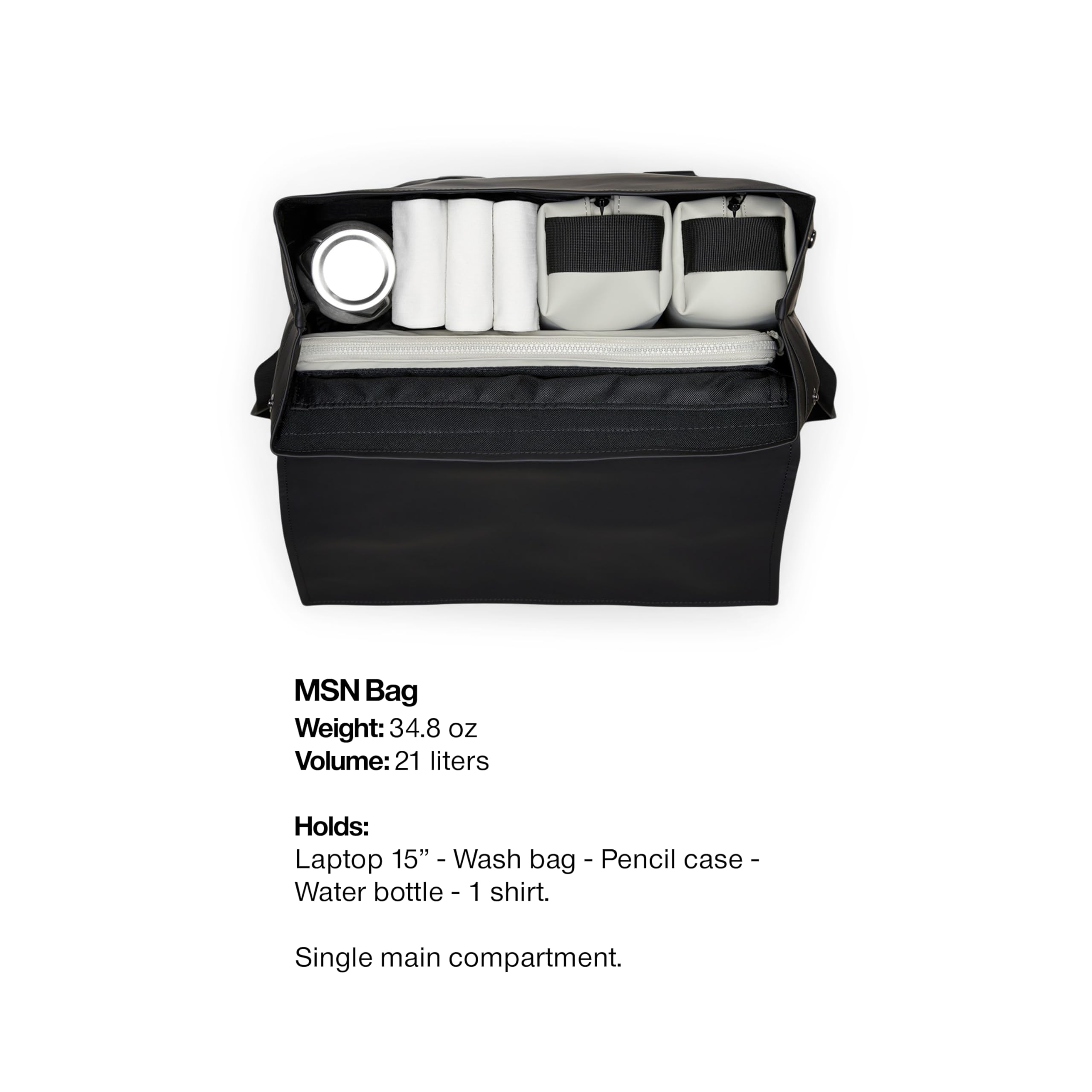 RAINS Messenger Bag, Backpack, Waterproof Classic Contemporary for travel and everyday use - Black