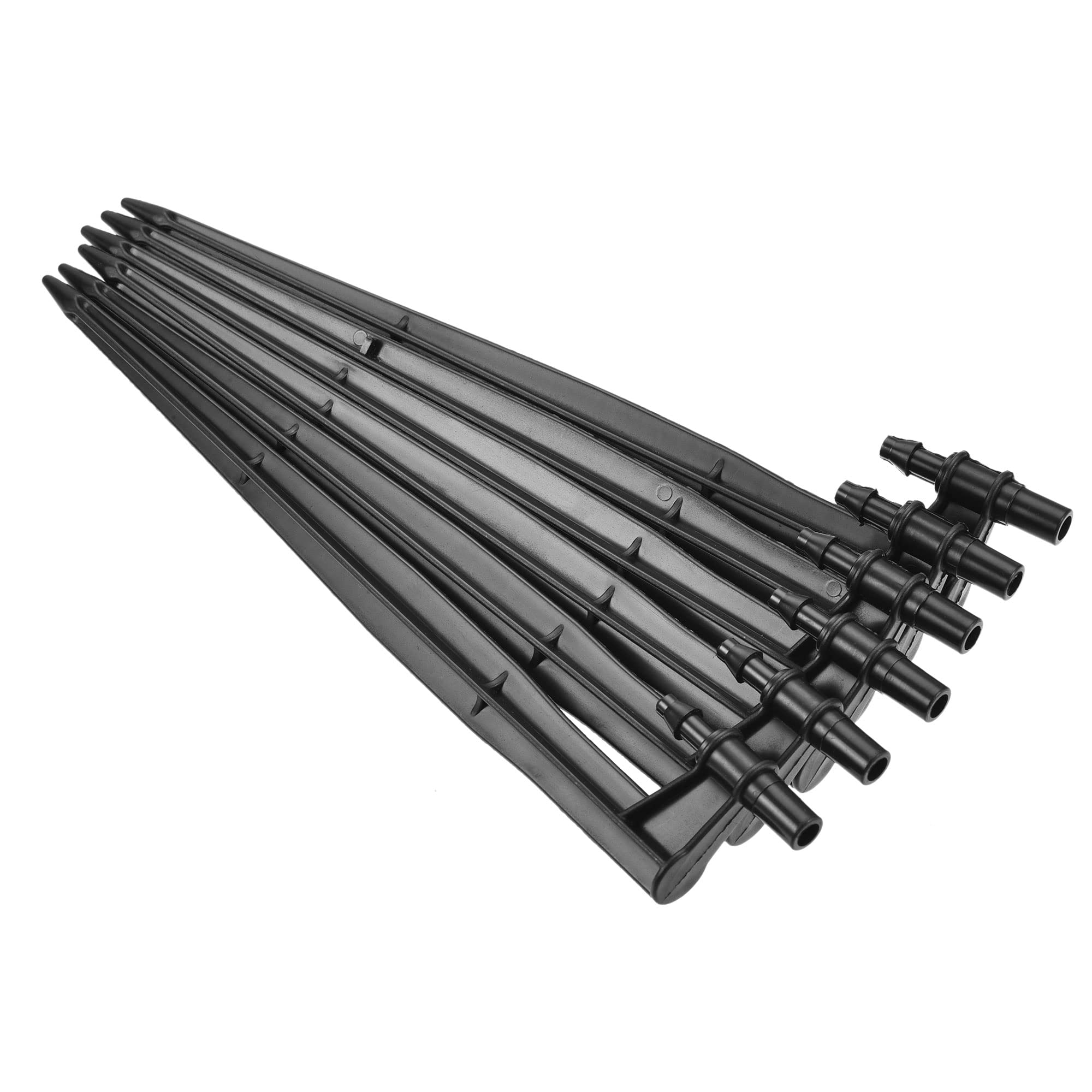 M METERXITY 10 Pack Irrigation Drip Support Stakes - Garden Lawn Drip Tubing Hold Stakes Apply to Watering System (200mm Black)
