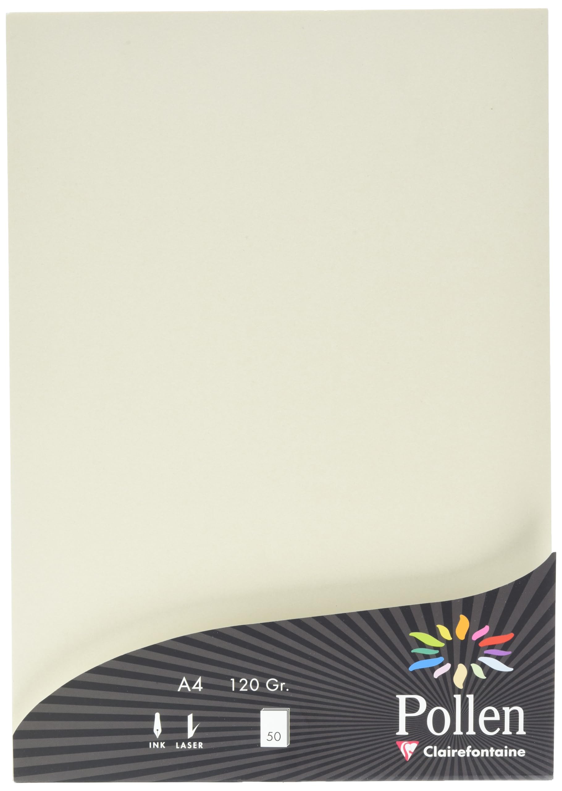 Clairefontaine 24303C Iridescent Cream Paper Pack of 50 Sheets A4 (21x29,7cm) 120gsm Invitation and Correspondence Event Card Pollen Range Premium Smooth