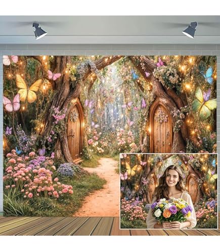 Toile De Fond Forêt Enchantée 2,1x1,5 M – Décor Magique Printemps, Fées, Fleurs Pour Photos Et Fêtes