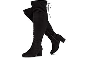 RF ROOM OF FASHION Women's Wide Calf Wide Width Block Heel Stretchy Over The Knee Boots - Plus Size Friendly