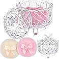 Tioncy 3 Pcs Large Body Powder Puff and Container Powder Container with Puff Powder Puff Crystal Container Soft Washable Reusable Velour Face Body Glitter Powder Puff Wet Dry Makeup (Clear,Butterfly)