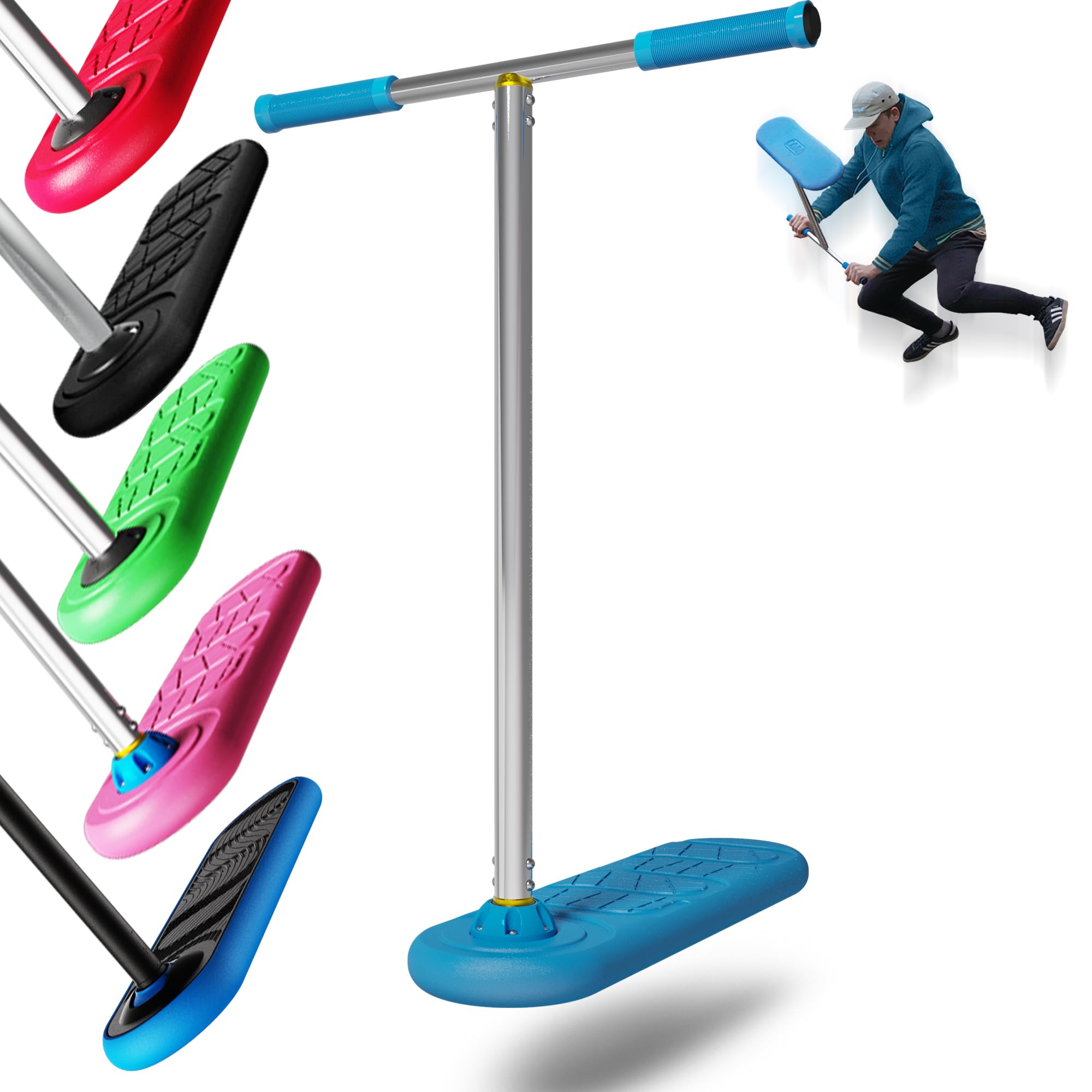 The Indo Trick Scooter Pro Trampoline Scooter - Age 12+, 750mm, Blue - Lightweight Frame for Stunt Scooter Tricks - Recreational Riding for Kids