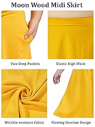 Moon Wood Women's Plus Size Midi Skirt High Elastic