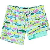 SURF CUZ Mens Swim Trunks with Compression Liner Quick Dry Swim Shorts Swimming Trunks 2 in 1 Bathing Suit Zipper Pockets