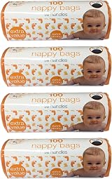 Tidyz TidyZ Pack of 400 Nappy Bags Thick Strong On A Roll With Tie Handles