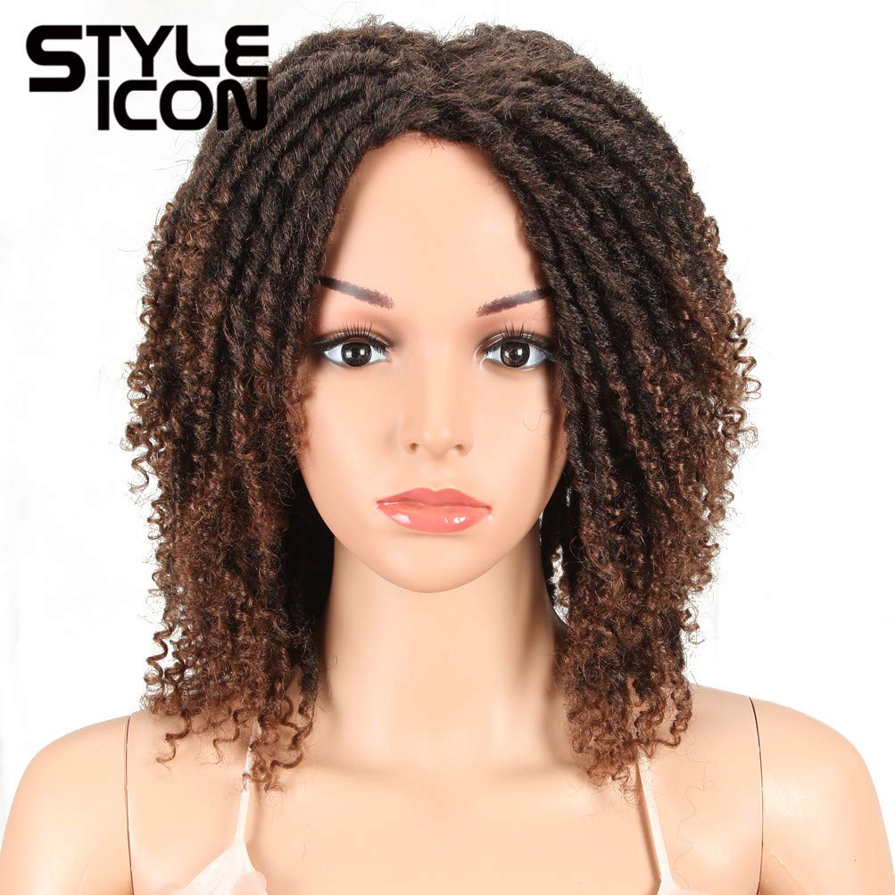 Style Icon 6" Short Dreadlock Wig Twist Wigs for Black Women Short Curly Synthetic Wigs (6", TT1B/30)