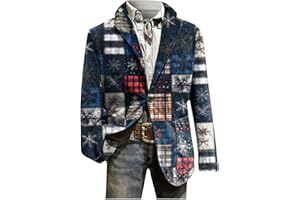 Christmas Blazer Men Corduroy Christmas Printed Jacket Xmas Holiday Party Single Breasted Business Office Blazer