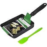 MyLifeUNIT Tamagoyaki Pan, Japanese Omelette Pan Nonstick with Silicone Spatula, Square Egg Pan 7 x 5 inches, Black