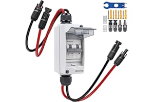 HCOVTXR Solar Panel Disconnect Switch 20 Amp,550V DC Circuit Breaker with Disconnect Box Outdoor,Miniature Circuit Breaker with PV Cable