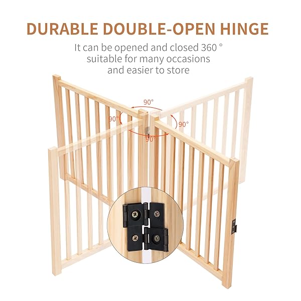 YOCAN PAINT-FREE WOODEN FREESTANDING DOG GATES FOR THE HOUSE,DOORWAYS, STAIRS,WOOD DOG FENCES INDOOR PET GATE,STEP OVER FENCE-4 PANEL H:23”