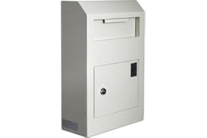 PROTEX SAFE CO. Protex Wall-Mount Drop Box Safe (WDS-150), Piano hinge, secure suggestions, ballots, keys, mail, money, rent checks and more, Metal baffle to protect slot, off white