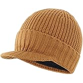 Home Prefer Men's Winter Hat Thick Knit Beanie Cap with Visor Newsboy Beanie Hat