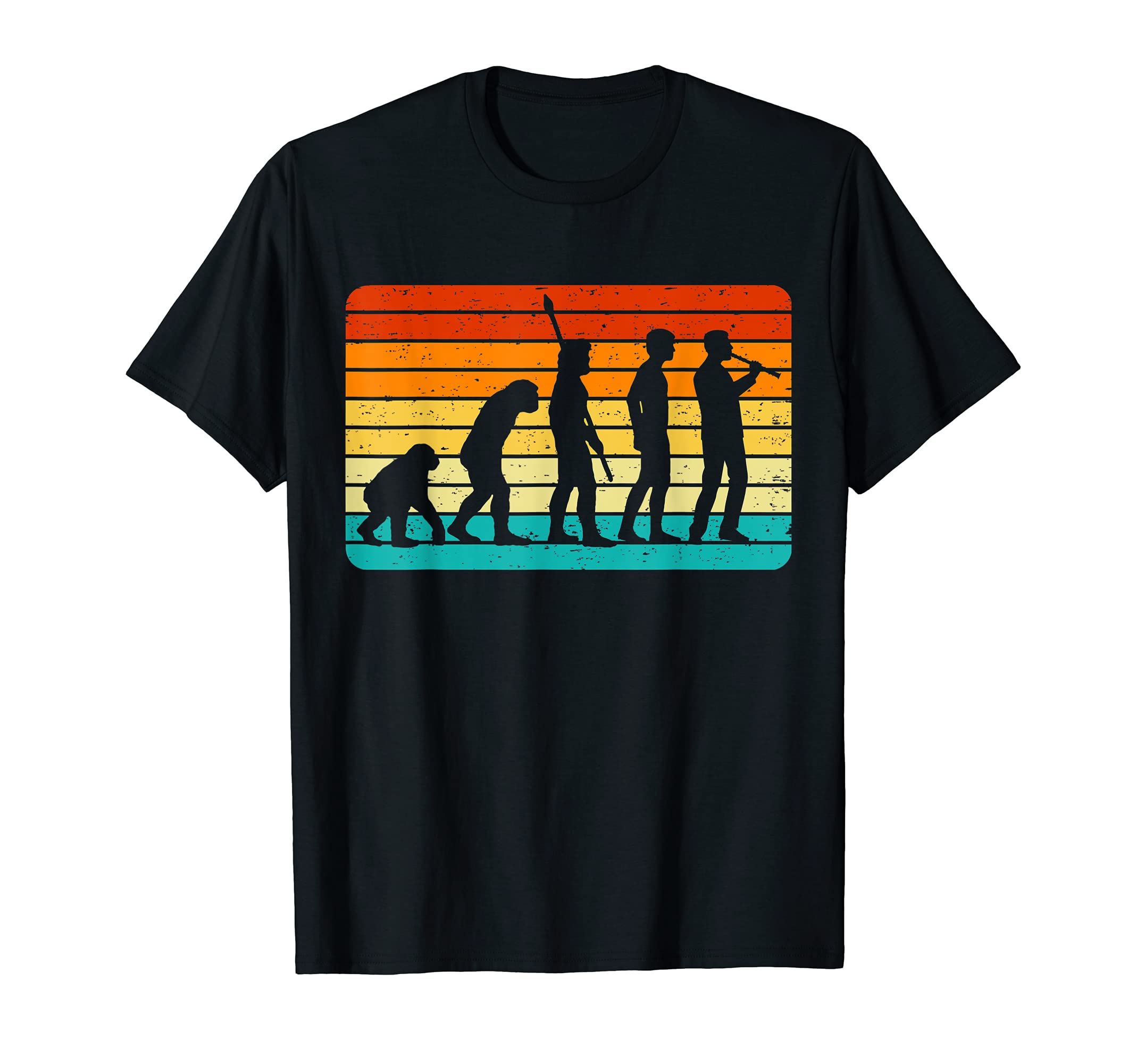 Vintage Flute Player Graphic Flutist I Evolution Retro T-Shirt
