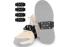 SYOURSELF Ice Cleats Crampons for Winter Boots, Rotatable Anti Slip Shoe Grip for Women & Men, 6 Tungsten Spikes Traction Ice