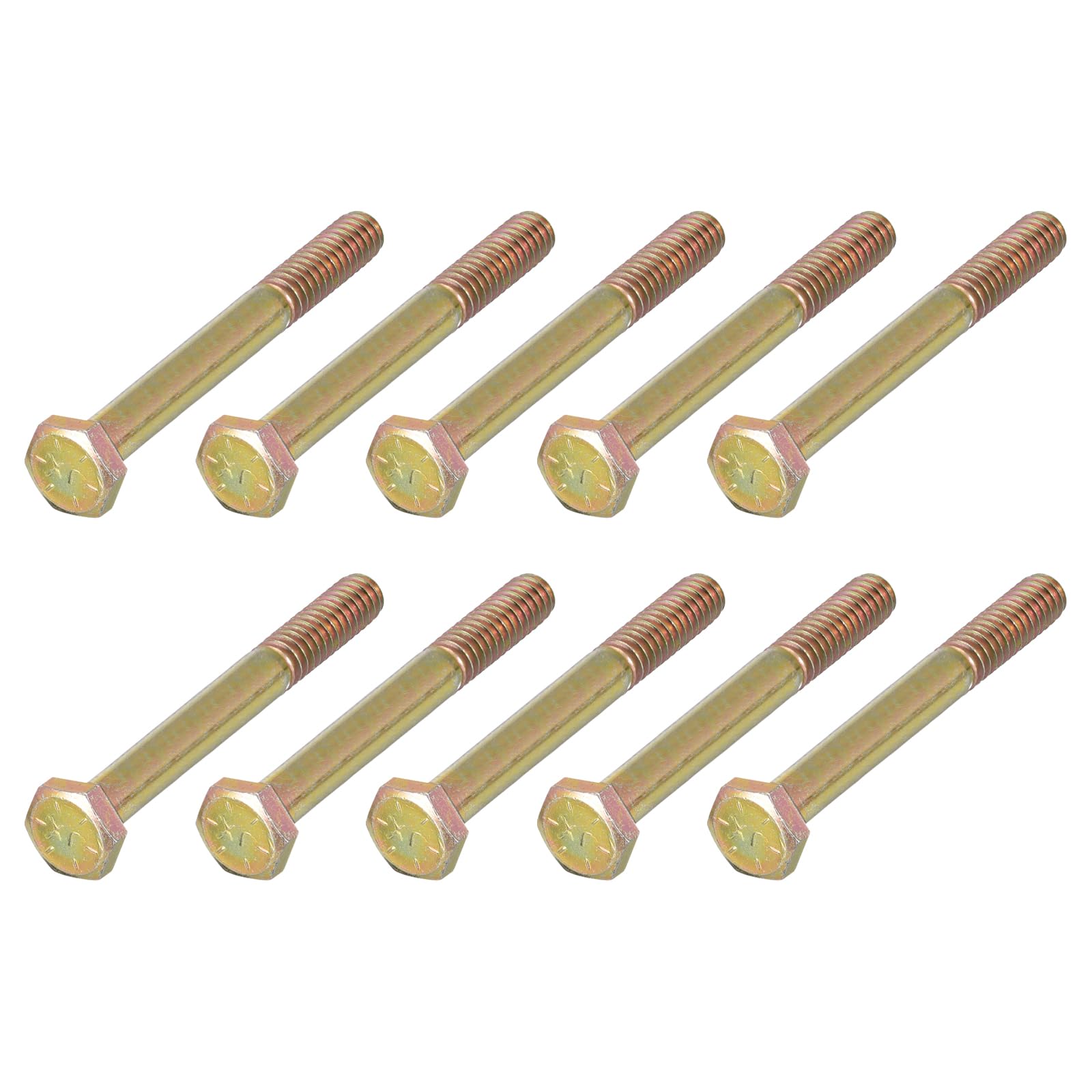METALLIXITY Hex Bolts (1/4-20x2-1/2") 10Pcs, Carbon Steel Zinc Plated Partial Threaded, Coarse Thread UNC Hex Head Screw Bolt - for Furniture Repair, Yellow โ image 1