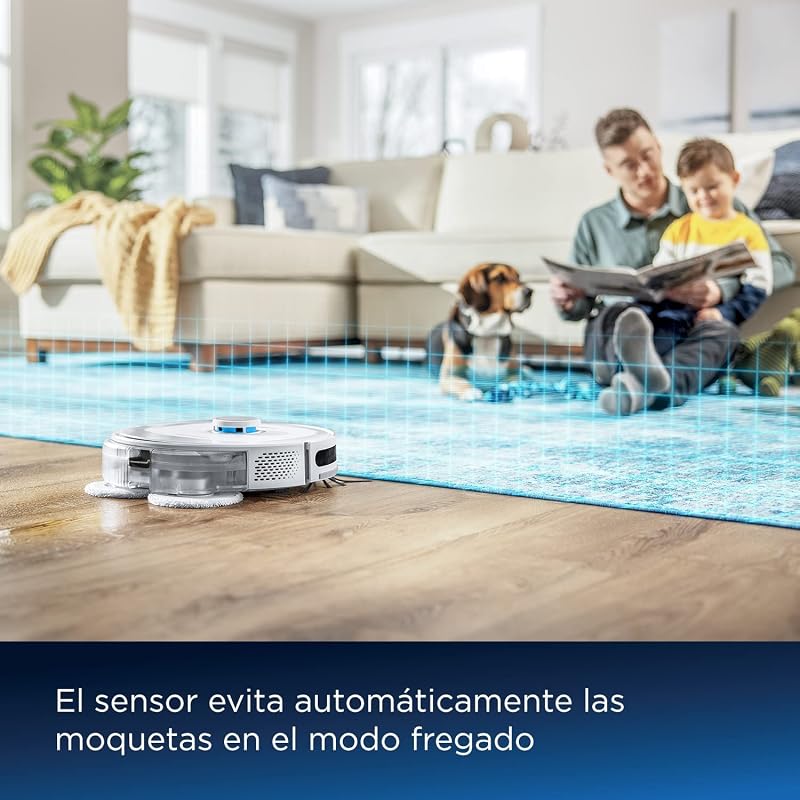 Bissell spinwave r5 | aspirador de pó robô para esfregar o chão | navegação com lidar | detecção de carpetes e tapetes | sucção poderosa até 2.000pa | sem cabos | 61db | branco | 3475n