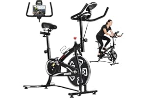 Soozier Exercise Bike with LCD Display, Adjustable Resistance, and 6kg Flywheel, Stationary Indoor Cycling Bike Trainer for H