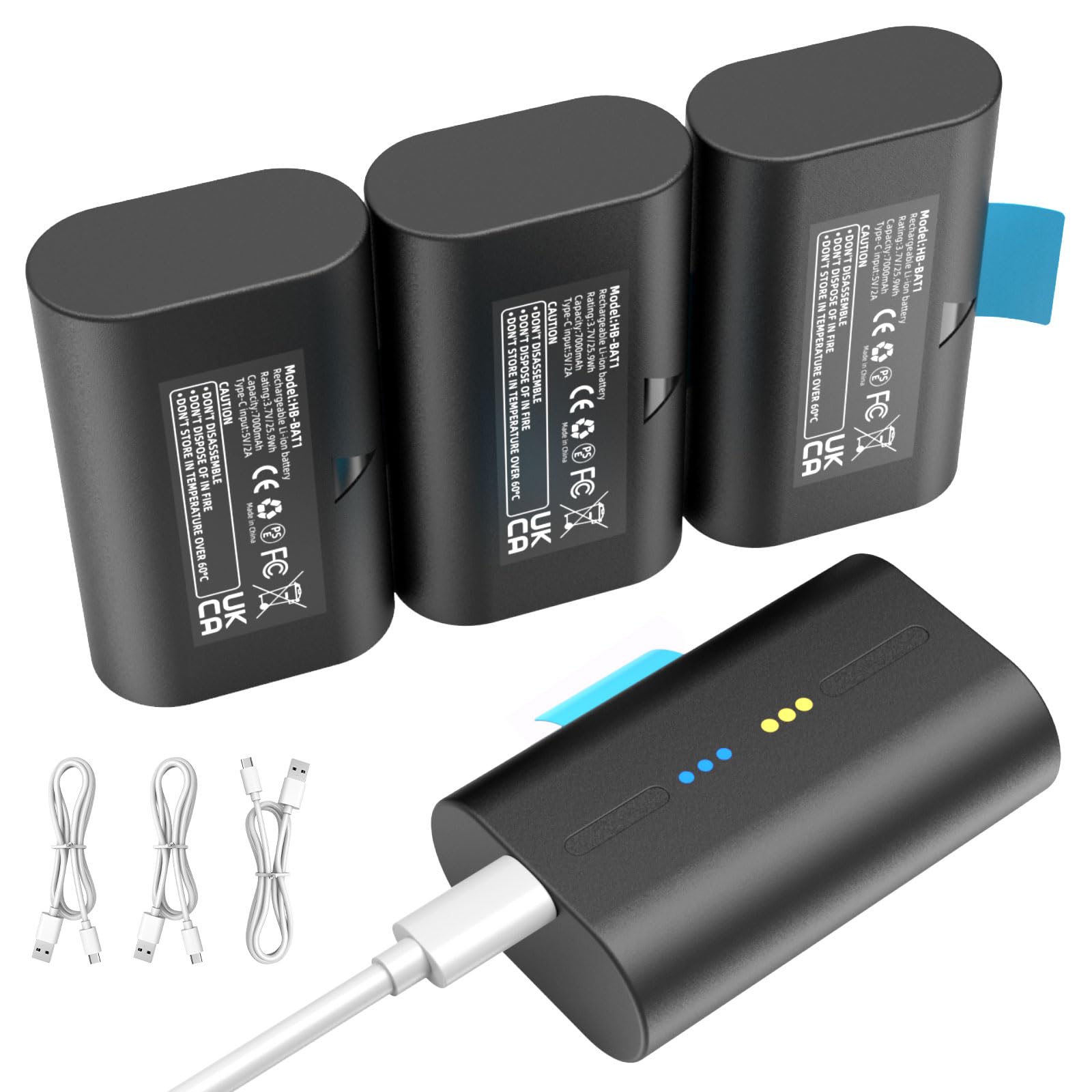 Photo 1 of 4 Pack Extra Outdoor Camera Battery Pack Compatible with SimpliSafe Wireless Outdoor Security Camera CMOB1 CM0B1 SCM301 with Type-C Charge Cable Upgraded 7000mAh Capacity, Battery Model SSCAM-BAT1