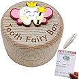 Baby Tooth Fairy Box, 3D Tooth Box Keepsake Holder for Lost Tooth Kids Gifts | Wooden Tooth Holder & Organizer - Pink
