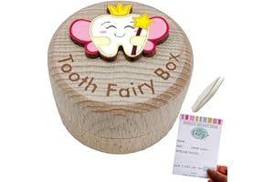 PAMBO Baby Tooth Fairy Box, 3D Tooth Box Keepsake Holder for Lost Tooth Kids Gifts | Wooden Tooth Holder & Organizer - Pink