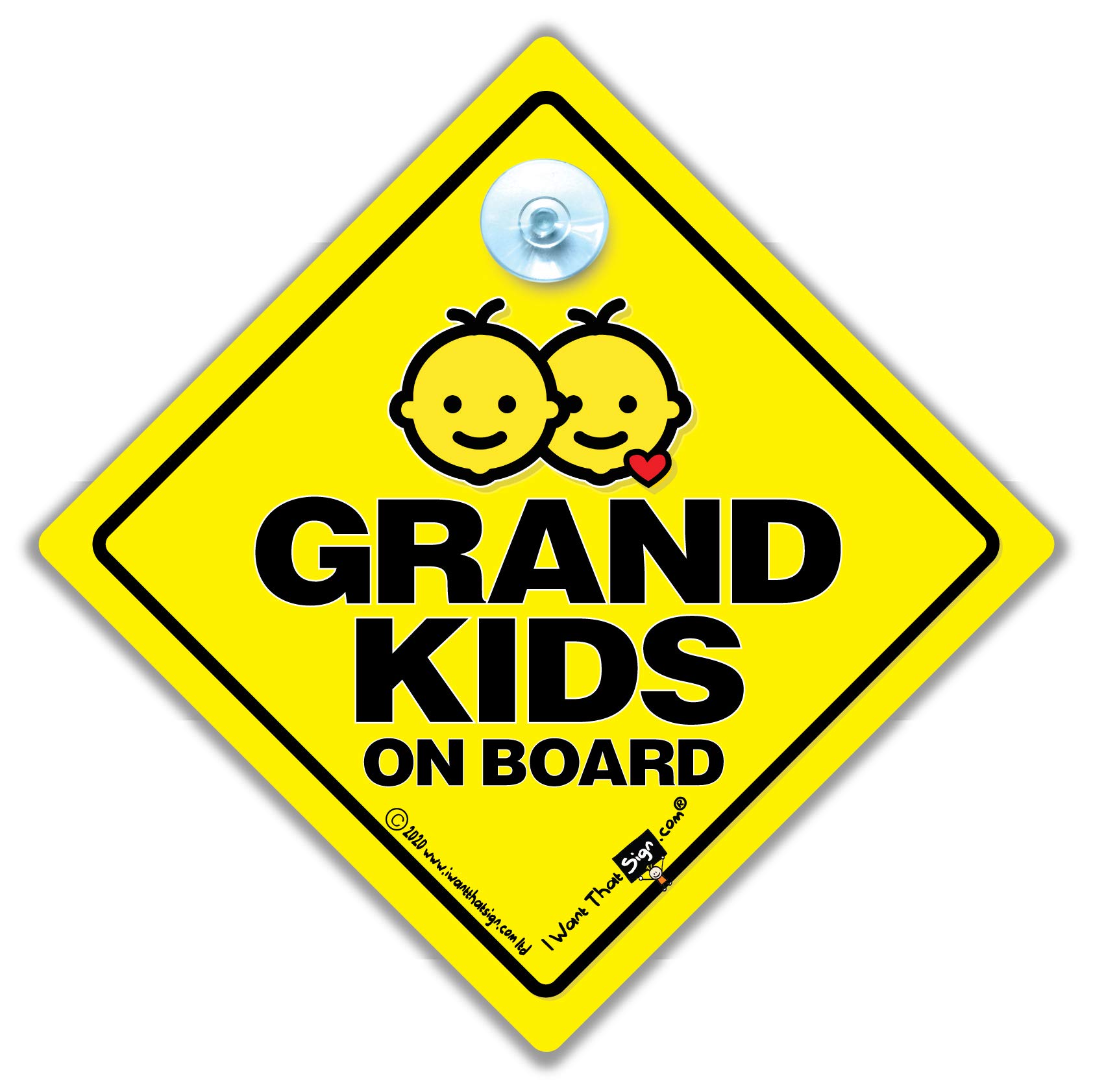 Grandkids On Board Car Sign Suction Cup Car Window Sign, Baby On Board Sign Style For Children In The Car