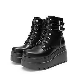 DREAM PAIRS Women Platform Combat Ankle Boots Goth