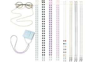 Damanse Eyeglass Chain,8 Pcs Beaded Eye Glasses Strap Holders around Neck For Women