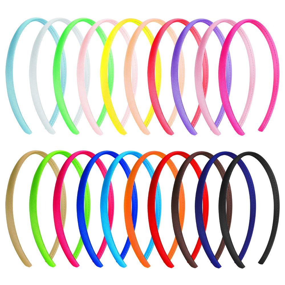 Aipaide 20 PCS Satin Headbands: 20 Colors, Comfortable Non Slip, Perfect for Women & Girls, 1 Pack of 20