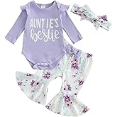 GINEVSALNewborn Baby Girls Fall Clothes Mommy is My Bestie Letter Print Long Sleeve Romper Floral Long Pants Headband Set