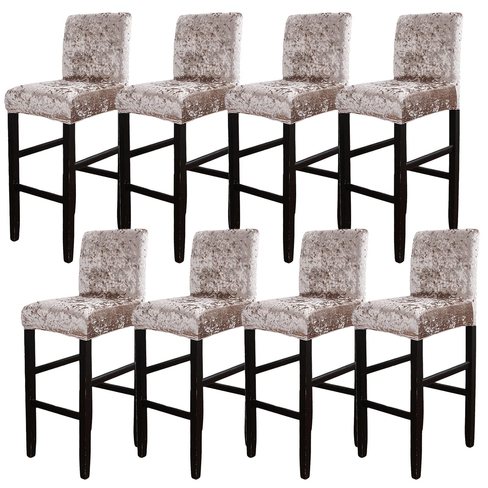 Bar Stool Chair Cover, Velvet Counter Stool Covers Elastic Stretch Removable Washable High Stool chair cover for Short Swivel Dining Chair Back Chair Bar Stool Chair (Light Grey, 8) …