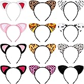 Jaciya Cat Ears Headband Cheetah Headbands for Women Cute Hair Accessories Animal Ear Headbands Set12 Pack