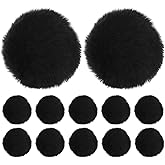 M METERXITY 12-Pack Faux Fur Pom Poms, 1.2 Inch/ 3.1 cm Soft Fluffy Pompoms Balls Faux Rabbit Fur with Elastic Loop for Hats/Bags/Keychains/Knitting Accessories/DIY Crafts [Black]