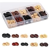 OELFFOW 100Pcs Wooden Buttons, Round 4 Holes Sewing Buttons, 10 Colors 11mm Mix Color Craft Buttons, for Crafts and Sewing Pr