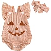 LYSINK My First Halloween Baby Girl Outfit Newborn Fly Sleeve Pumpkin Bubble Romper Bodysuit Cute Infant Halloween Clothes