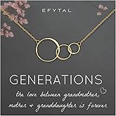 EFYTAL Mother's Day Gifts for Grandma, 3 Generations 3 Circle Necklace for Women, Mothers Day Gift Ideas for Grandmother, Grandma Birthday Gifts, Nana Necklace