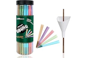 UBUNG Rainbow Cones 100 Pcs, King Size Colorful Pre Rolled Cones with Tips(5 Colors), 108mm Slow Type Rolling Papers, Includi