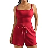 OMKAGI Women 2 Piece Outfits Sleeveless Tank Top Sweat Shorts Set with Pockets Vacation Sets
