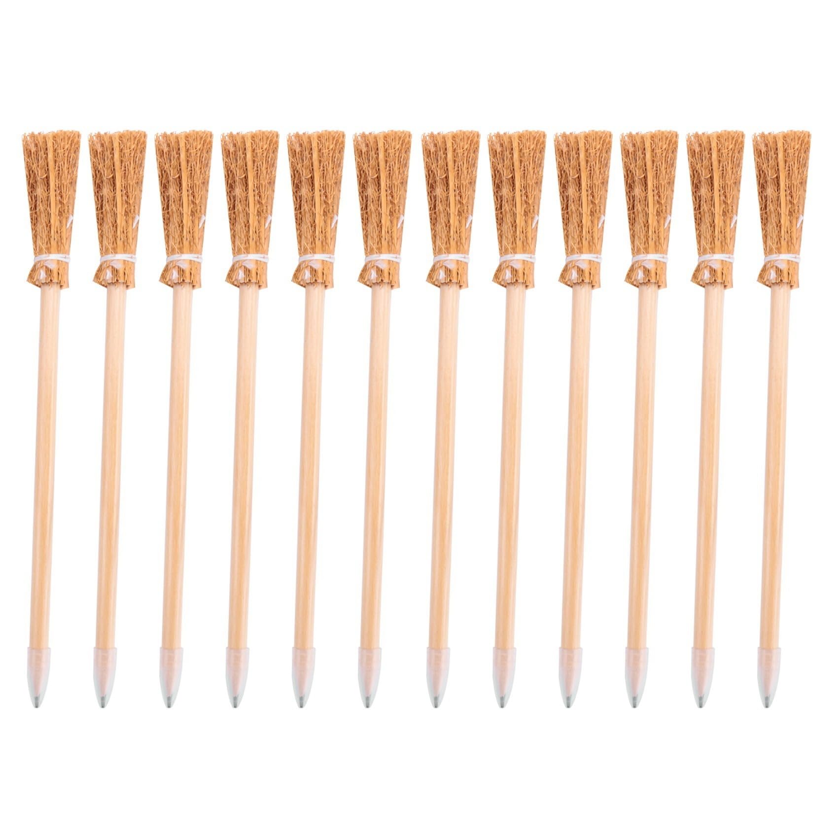 Asuinxurr 12 Pcs Witch Broom Pencils for Halloween Broomstick Ballpoint Pencils Halloween Favors Witch Broom Prop Writing