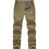 TBMPOY Mens Fleece Lined Snow Ski Pants Water Resistant Hiking Winter Outdoor Insulated Softshell Warm Snowboard Pants