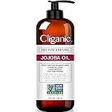 Cliganic Jojoba Oil Non-GMO, Bulk 16oz | 100% Pure, Natural Cold Pressed Unrefined Hexane Free Oil for Hair & Face