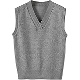 Wowcarbazole Women's V Neck Sweater Vest Sleeveless Ribbed Knit Pullover JK Uniform Classic Basic Tank Tops