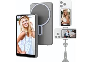 Maxkey Magnetic Phone Vlog Selfie Monitor Screen，Using Phone Rear Camera for Selfie Vlog Live Stream TikTok, Compatible with iPhone & Android， A Choice for Photography Enthusiasts (Grey)